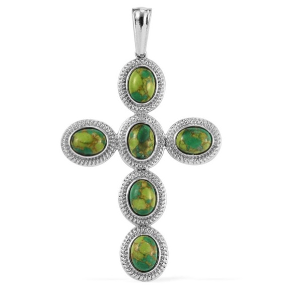 0 Jewelry - Green Turquoise Cross Pendant
